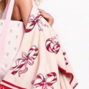 Victoria's Secret Red and Pink Candy Cane Throw
